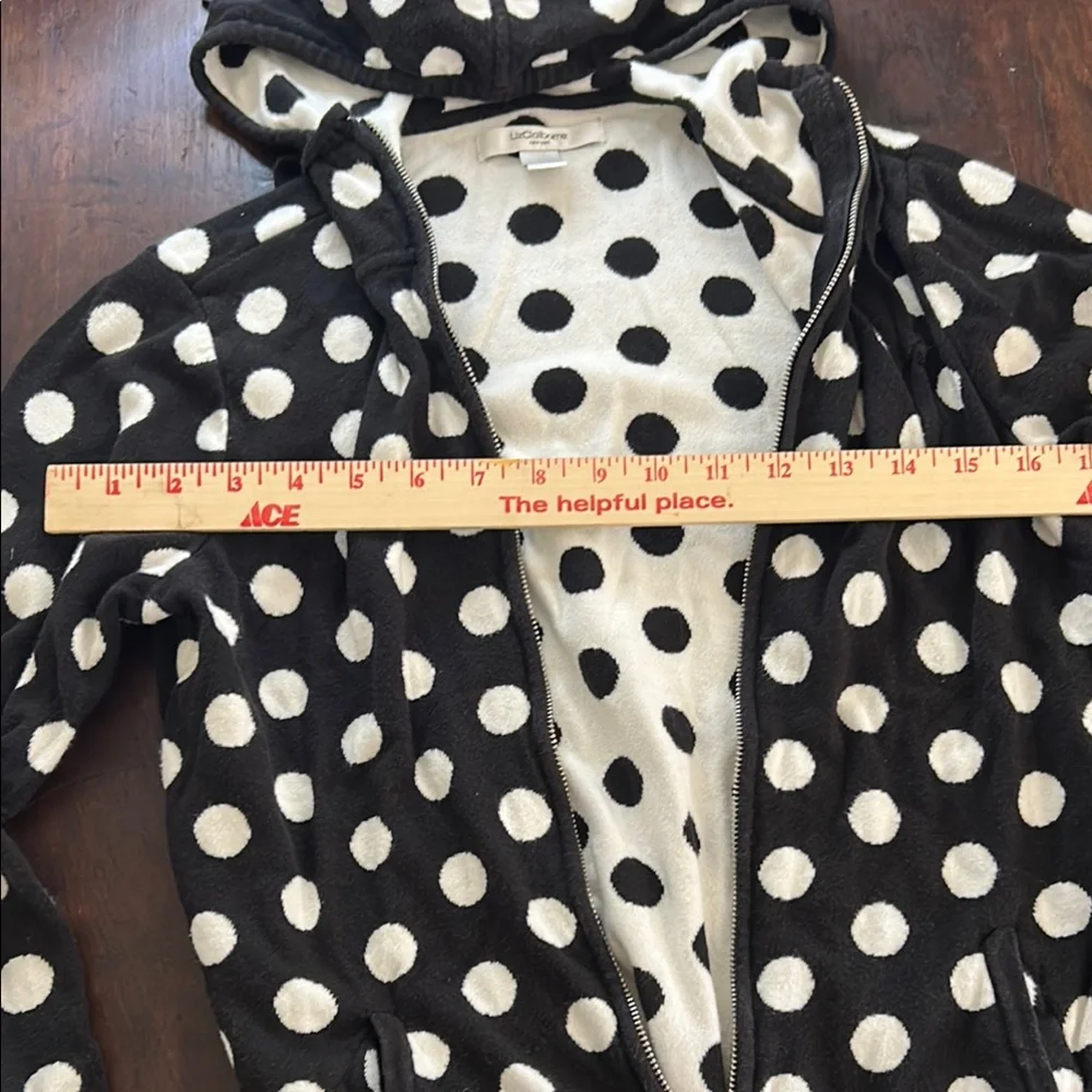 Liz Claiborne Black and White Polka Dot Hoodie Sz S